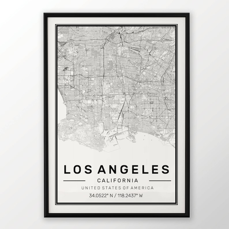 Los Angeles City Map Print Modern Contemporary poster in | Etsy