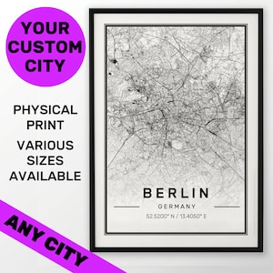 Aangepaste kaartafdruk, aangepaste kaart, aangepaste stadsplattegrond, stadskaartafdruk, kaart 50 x 70 cm, kaart, kaartafdruk, aangepaste stratenkaart, kaartposter, stadsplattegrond, cadeau