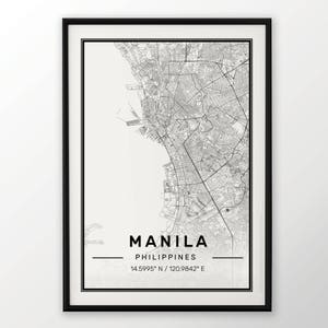 Affiche Manille ville carte impression moderne contemporain dans les tailles 50 x 70 parfaitement pour le cadre Ikea 19,5 x 27,5 tous ville disponible Londres New York Paris