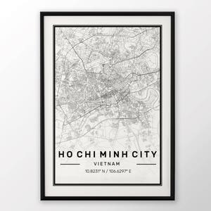 Ho Chi Minh ville carte impression moderne contemporain affiche dans les tailles 50 x 70 parfaitement pour le cadre Ikea 19,5 x 27,5 tous ville disponible Londres New York Paris