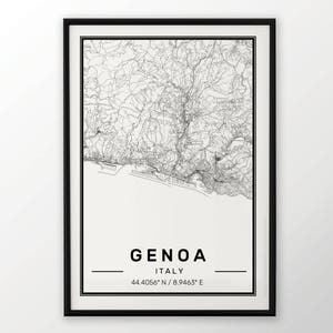 Affiche Gênes ville carte impression moderne contemporain dans les tailles 50 x 70 parfaitement pour le cadre Ikea 19,5 x 27,5 tous ville disponible Londres, New York Paris