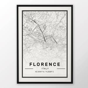 Florence ville carte impression moderne contemporain affiche dans les tailles 50 x 70 parfaitement pour le cadre Ikea 19,5 x 27,5 tous ville disponible Londres, New York Paris