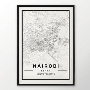 Naironi City Map Print Modern Contemporary poster in sizes 50x70 fit for Ikea frame 19.5 x 27.5 All city available London New York Paris