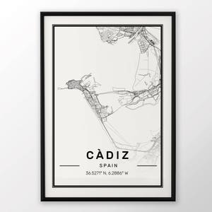 Cadiz Stadt Karte Druck moderne zeitgenössische Plakat in den Größen 50 x 70 passend für Ikea Rahmen 19,5 x 27,5 alle Stadt-verfügbar-London, New York-Paris