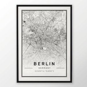 Berlin ville carte impression moderne contemporain affiche dans les tailles 50 x 70 parfaitement pour le cadre Ikea 19,5 x 27,5 tous ville disponible Londres, New York Paris