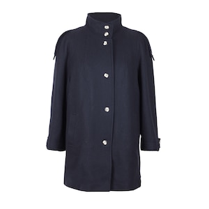 Vintage / navy blue utility wool coat / classic wool coat / wool jacket / wool overcoat / size XL