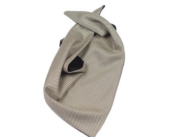 Vintage / minimal statement scarf / upcycled triangle bandana in merino wool and cotton / houndstooth scarf