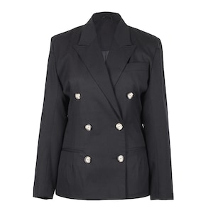 vintage / blazer oversize croisé avec boutons décoratifs / blazer boyfriend / blazer minimaliste / veste / taille européenne 34 image 1