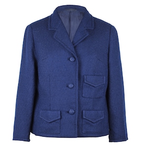 Vintage blue bouclé blazer / tweed jacket / parisian inspired jacket / french style