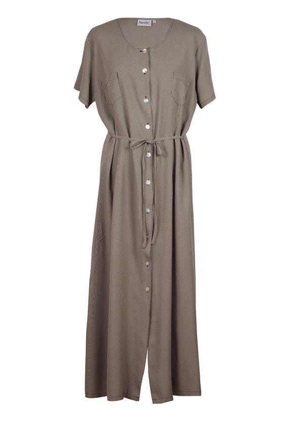 Vintage Peppercorn / Maxi Dress / Belted / Tie in at Waist 
