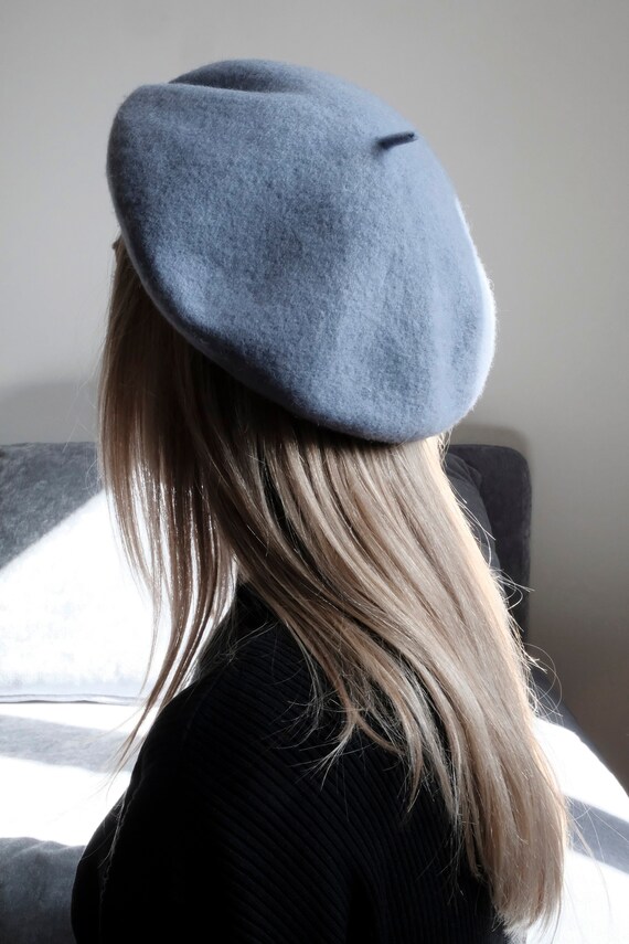 Vintage / trendy french style baby blue wool bere… - image 2