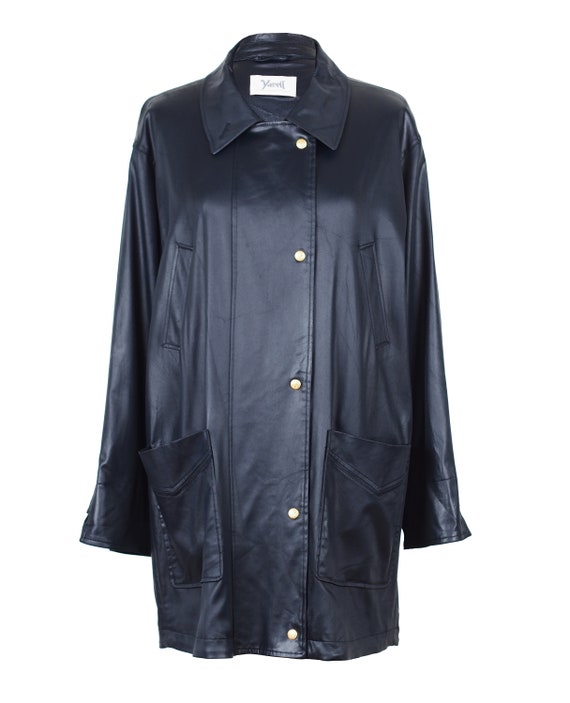 Blue patent leather jacket sale