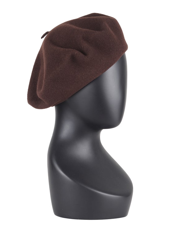 Vintage / trendy french style brown wool beret hat - image 3