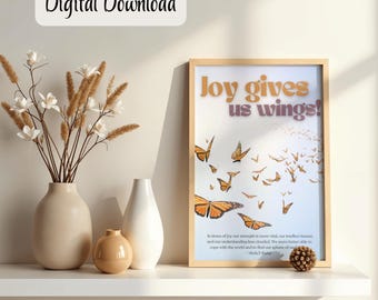 Baha’i Quotation “Joy Gives Us Wings” Digital Art Print, Ayyamiha Gift, Inspiring Home Decor, House Warming Gift, Teaching Cards