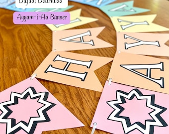 Ayyam-i-Ha Banner in Bright Spring Colors, Printable Baha'i Banner, Baha'i Party Decoration,  Bulletin Board Banner, Baha'i Home
