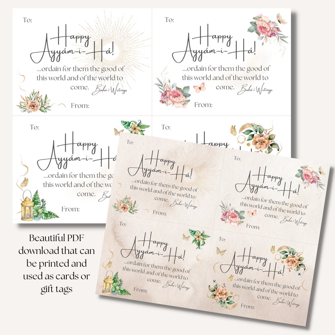 Ayyam-i-ha Printable Gift Tags, Digital Baha'i Quote Cards, Ayyamiha ...