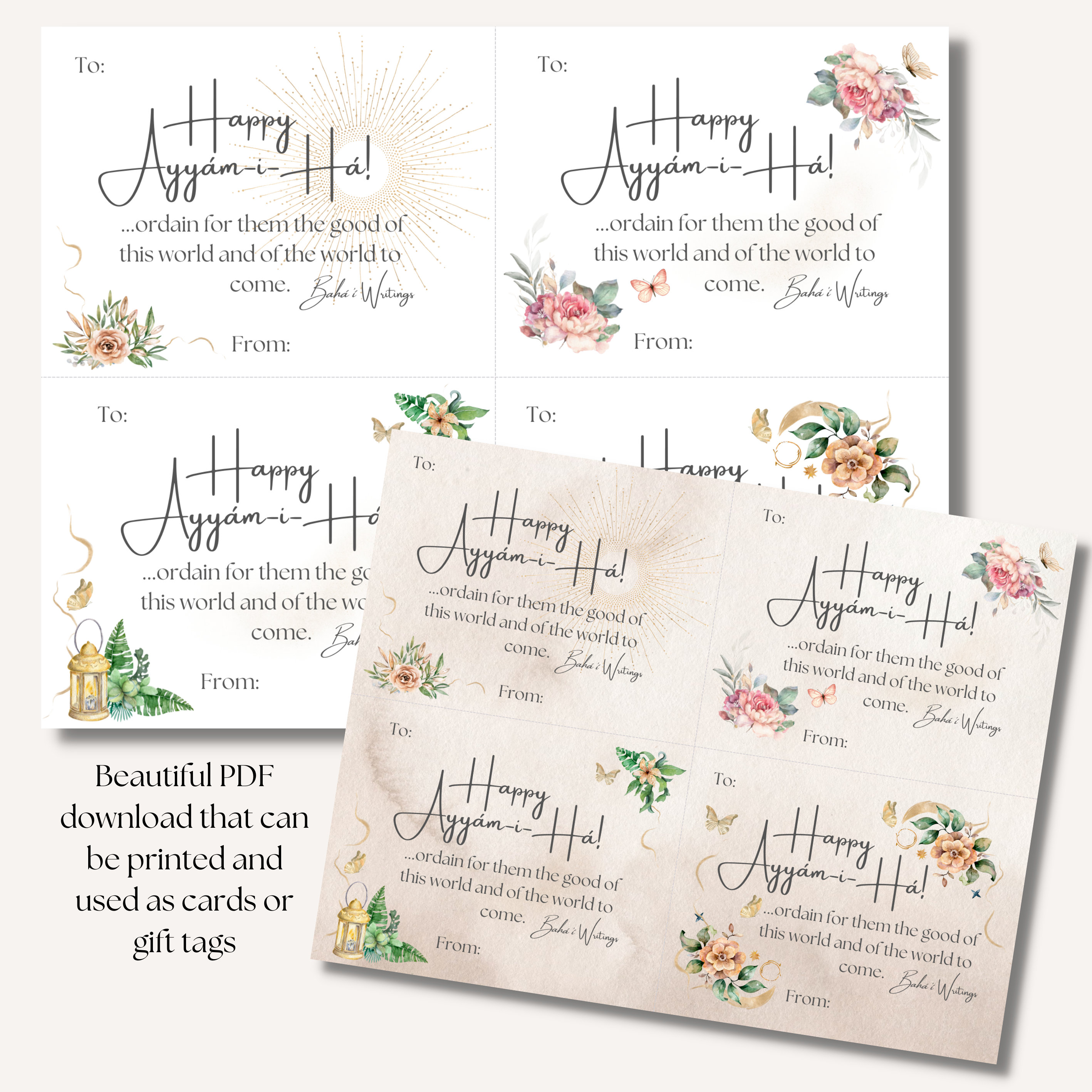 Ayyam-i-ha Printable Gift Tags, Digital Baha'i Quote Cards, Ayyamiha ...
