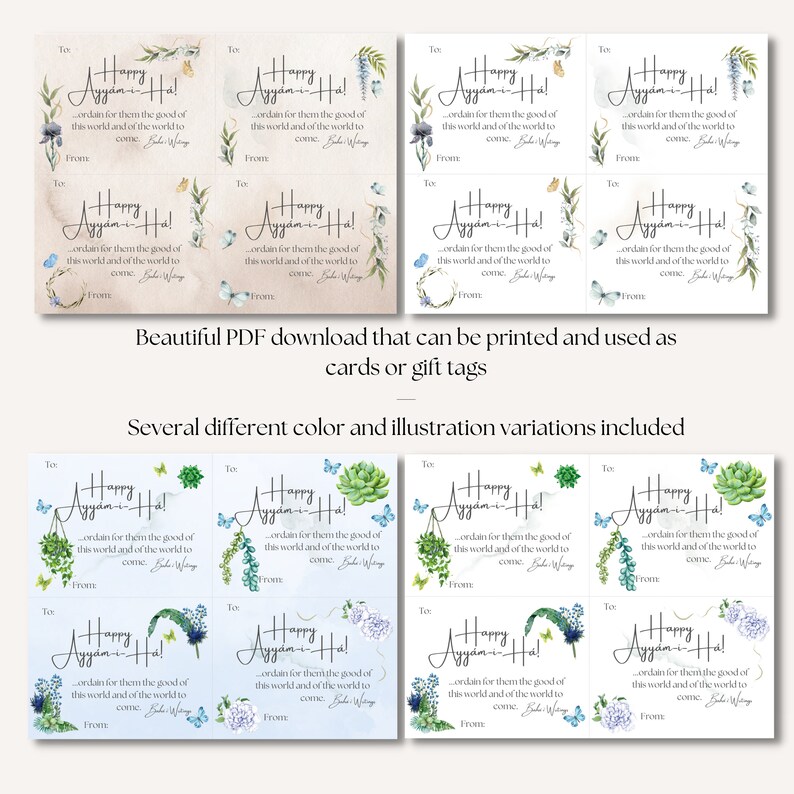 Ayyam-i-ha Printable Gift Tags, Digital Baha'i Quote Cards, Ayyamiha ...
