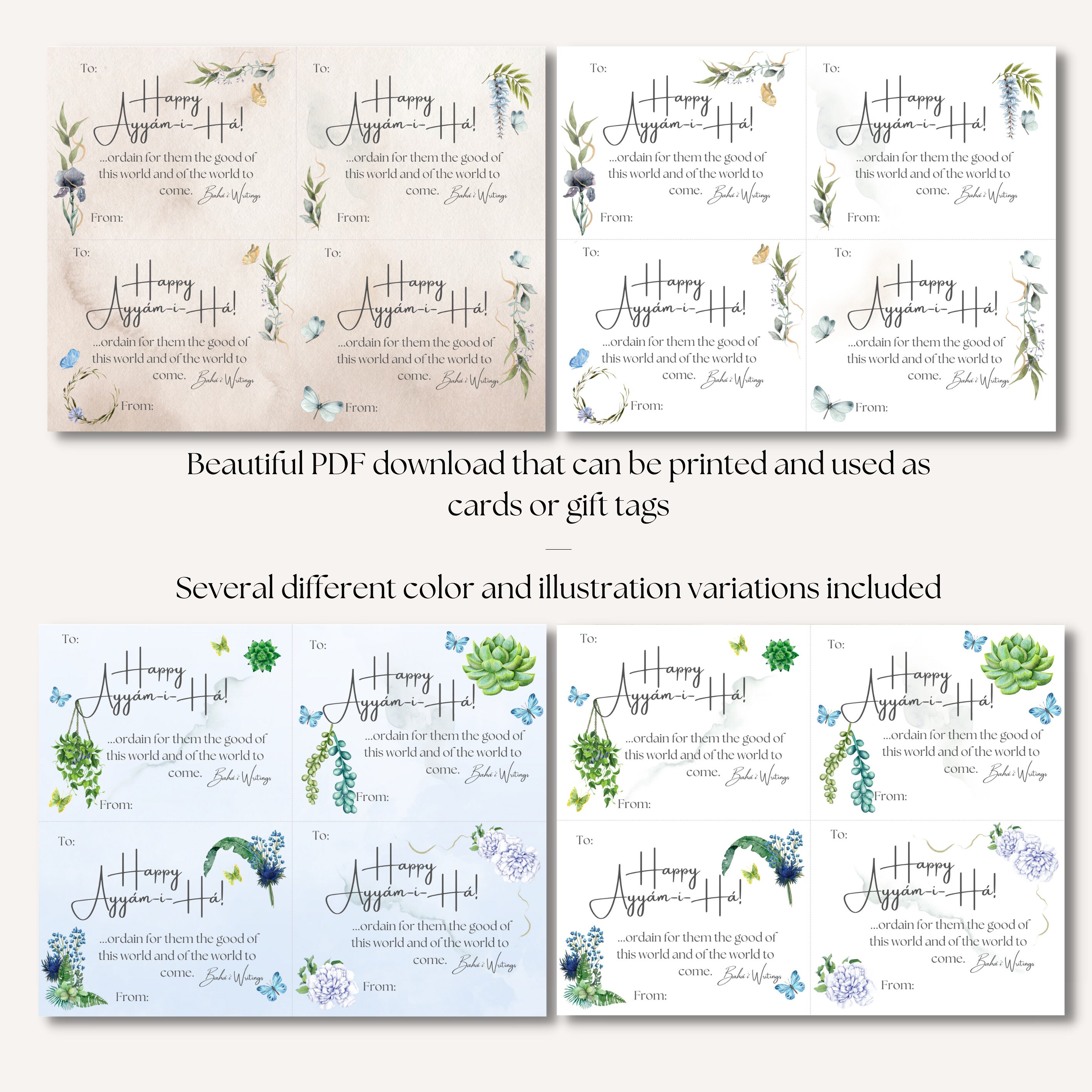 Ayyam-i-ha Printable Gift Tags, Digital Baha'i Quote Cards, Ayyamiha ...