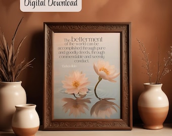 Baha’i Quotation "The Betterment of the World" Digital Art Print, Inspiring Home Decor, House Warming Gift, Teaching Cards, Ayyam-i-Ha