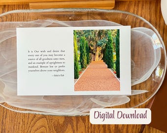 Baha'i Quotation Devotional Cards On Theme Of Kindness, Download Printable Card With Quote and Photo, Ready-To-Use Devotional Program