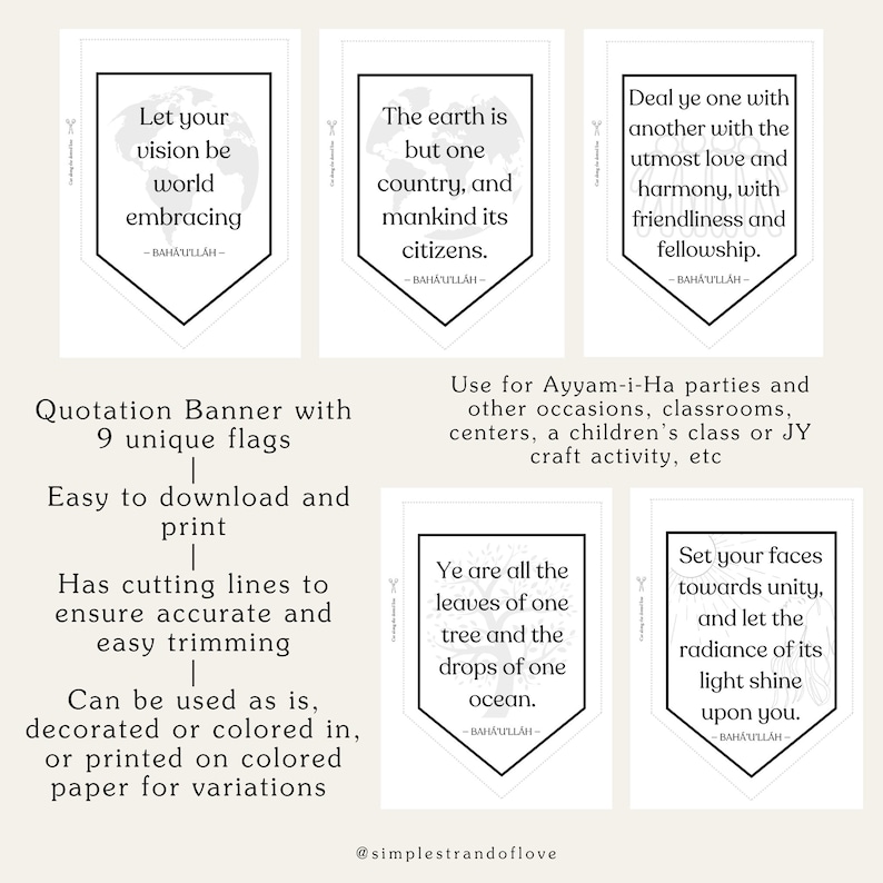 Printable Baha'i Quotations Banner, Baha'i Decoration, Bahai Bulletin ...