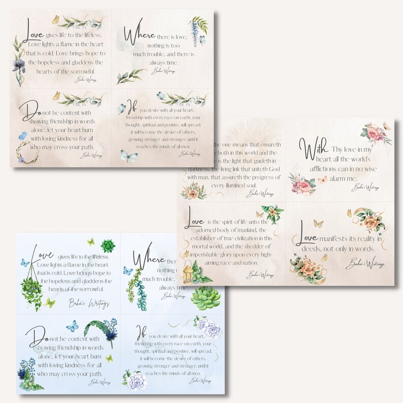 Digital Printable Baha'i Card, Bahai Gift Tag, Baha'i Art, Love Quotes ...