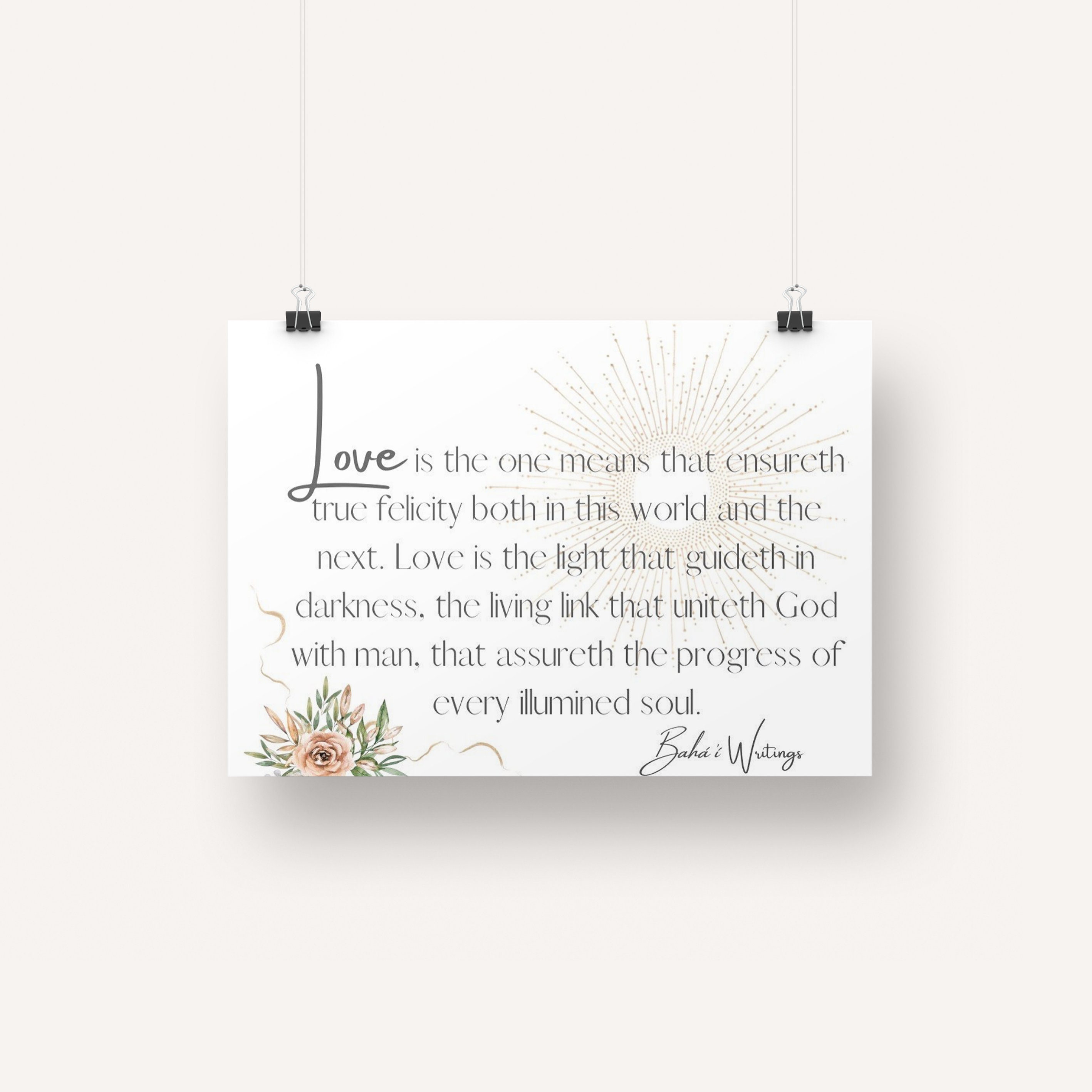 Digital Printable Baha'i Card, Bahai Gift Tag, Baha'i Art, Love Quotes ...