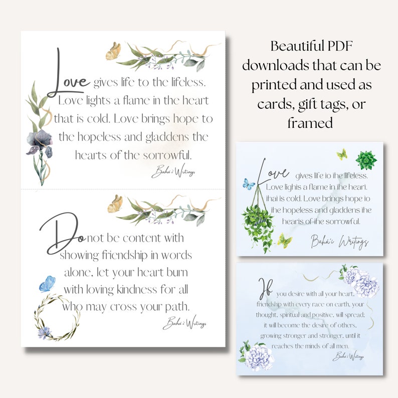 Digital Printable Baha'i Card, Bahai Gift Tag, Baha'i Art, Love Quotes ...
