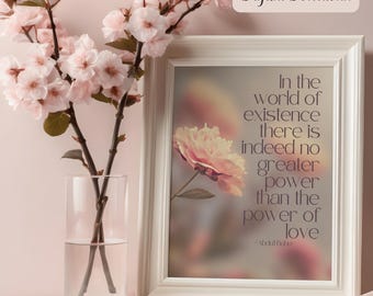 Baha’i Quotation "No Greater Power than the Power of Love" Digital Art Print, Ayyamiha, Inspiring Home Decor, House Warming, Teaching Cards