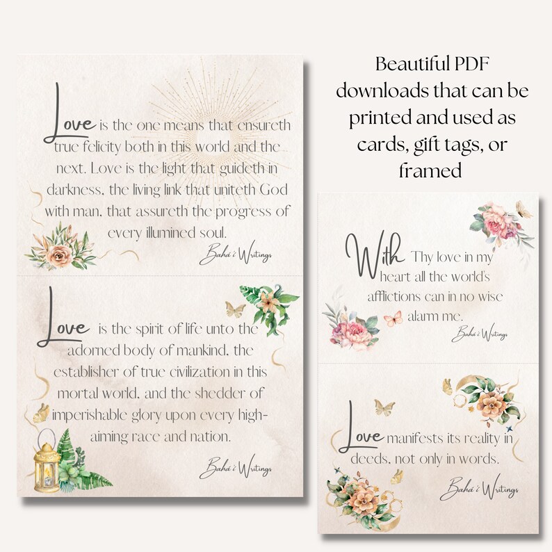 Digital Printable Baha'i Card, Bahai Gift Tag, Baha'i Art, Love Quotes ...