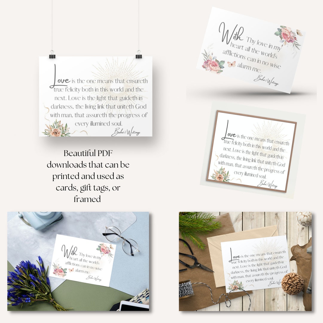 Digital Printable Baha'i Card, Bahai Gift Tag, Baha'i Art, Love Quotes ...