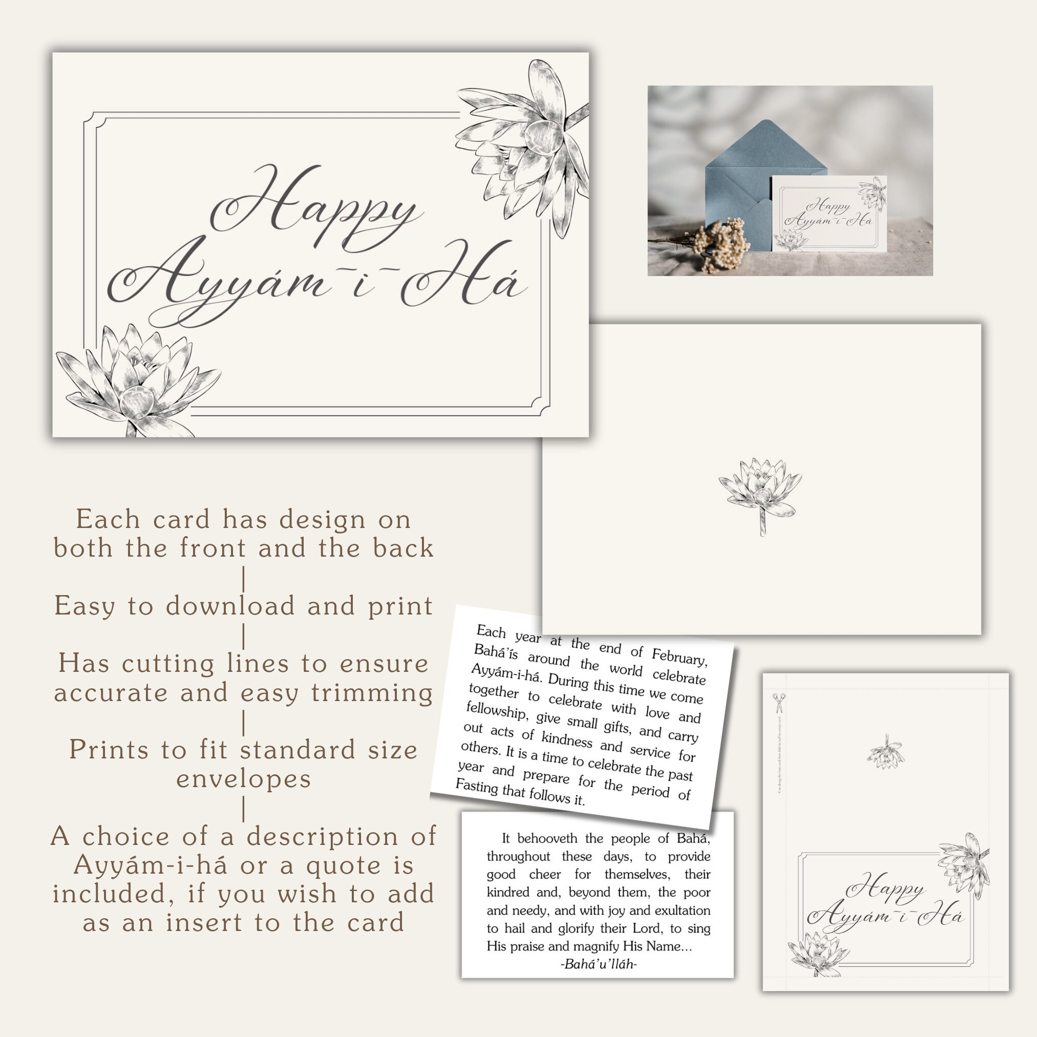Ayyamiha Cards, Baha'i Card, Baha'i Quote, Ayyam-i-ha Gift, Printable ...
