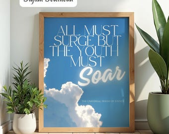 Baha’i Quotation "Youth Must Soar" Digital Art Print, Inspiring Home Decor, Teen Room Art, Ayyam-i-ha, Gift, Teaching Card