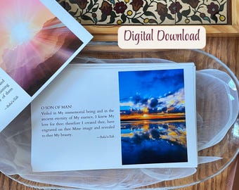 Bundle Set: 82 Baha'i Devotional Cards on "Kindness, Love, Joy, Gratitude", Download Printable Quote With Photo, Ready-To-Use Program