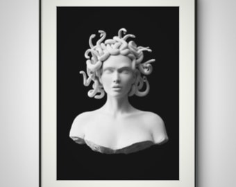 Medusa Black & White Art Canvas Print