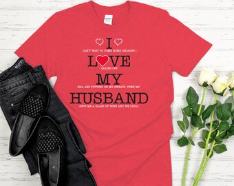 Valentines Day HEART My Husband Unisex T shirt-Gildan Ringspun Cotton