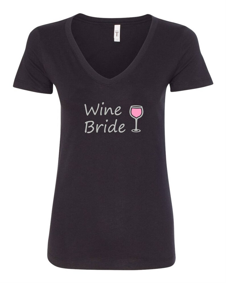 Bride T-Shirt Wine Bride with Wine Glass image 1