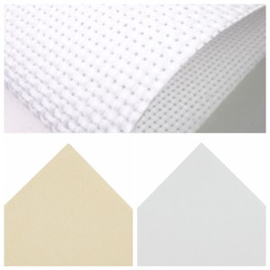 Tela Aida de 14 hilos, color blanco o crema, para punto de cruz, 100 % algodón, diferentes tamaños, bordado a bastidor