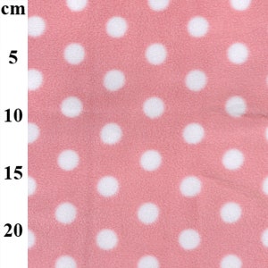 Pink White Spots Polka Dots Soft Fleece - HALF A METRE - For Baby Kids Quilt Toys Nursery Craft Decor Fabric Fluffy Supersoft Spotty