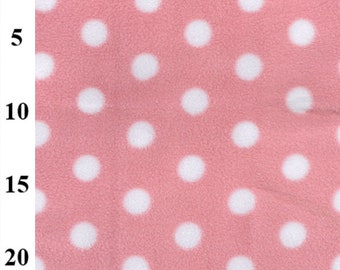 Pink White Spots Polka Dots Soft Fleece - HALF A METRE - For Baby Kids Quilt Toys Nursery Craft Decor Fabric Fluffy Supersoft Spotty