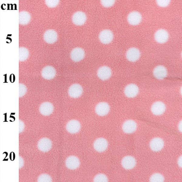 Pink White Spots Polka Dots Soft Fleece - HALF A METRE - For Baby Kids Quilt Toys Nursery Craft Decor Fabric Fluffy Supersoft Spotty