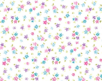 Pink, Purple & Blue Petit Small Flowers Excellent Quality 100% Cotton Fabric Craft Sewing Clothes Home Decor 60" Wide Per Metre