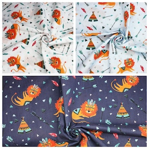 Sleeping Lions Tribes Animals Girls/Boys Kids Print POLYCOTTON Fabric - HALF A METRE Lightweight Sewing Craft Bunting Accessories x