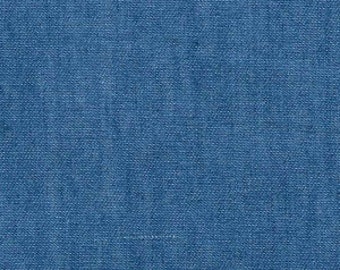 Medium Shade Blue STRETCH Denim Fabric by HALF A METRE - Clothing Sewing Skirts Dresses Stretchy Kids Clothes Dolls Lightweight