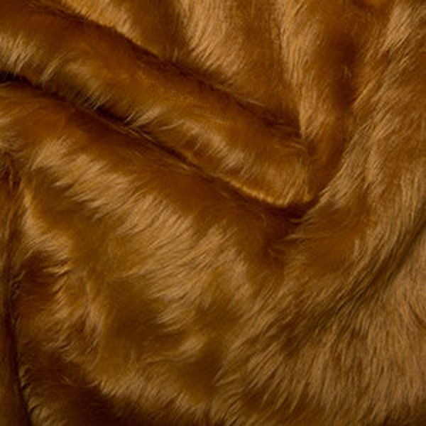 Tissu fausse fourrure doux marron miel 14 mm - 1/2 MÈTRE - Jouets/déguisements/déguisements/coussins/cols Loisirs créatifs lavables