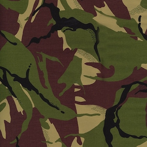 Camouflage Green, Tan & Black Army Woodland HALF METRE Cotton DRILL Fabric Boys and Mens Clothes, Bags, Accessories (half yard)