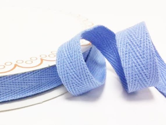 2 metres Sky Blue 10mm Cotton Herringbone Tape Webbing Ribbon Craft Sewing