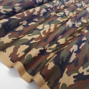 Tessuto in popeline di cotone FAT QUARTER, verde mimetico e marrone, per abbigliamento, borse e accessori da uomo e da ragazzo