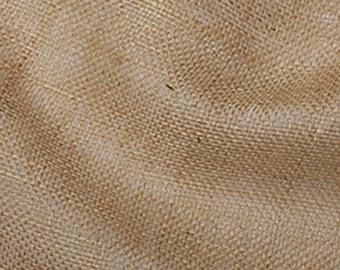 May include: Close-up of a natural brown burlap fabric with a woven texture.